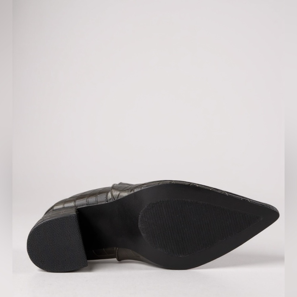 The Valentina Croc Embossed Block Heel Ankle Boots - Picture 9 of 15